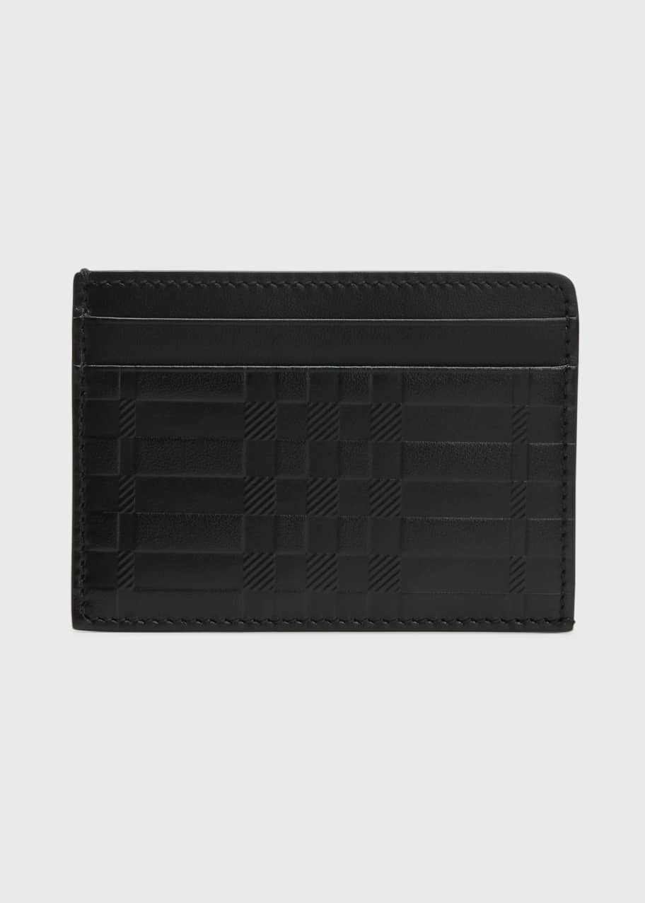 BURBERRY Embossed check leather card case