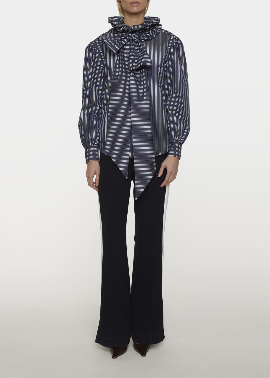 MERYLL ROGGE Stripe Ruffle-Collar Cotton Shirt - Bergdorf Goodman