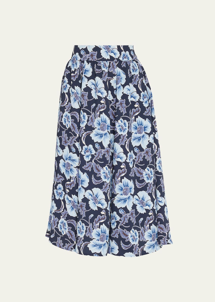 Floral Pleated Midi Skirt
