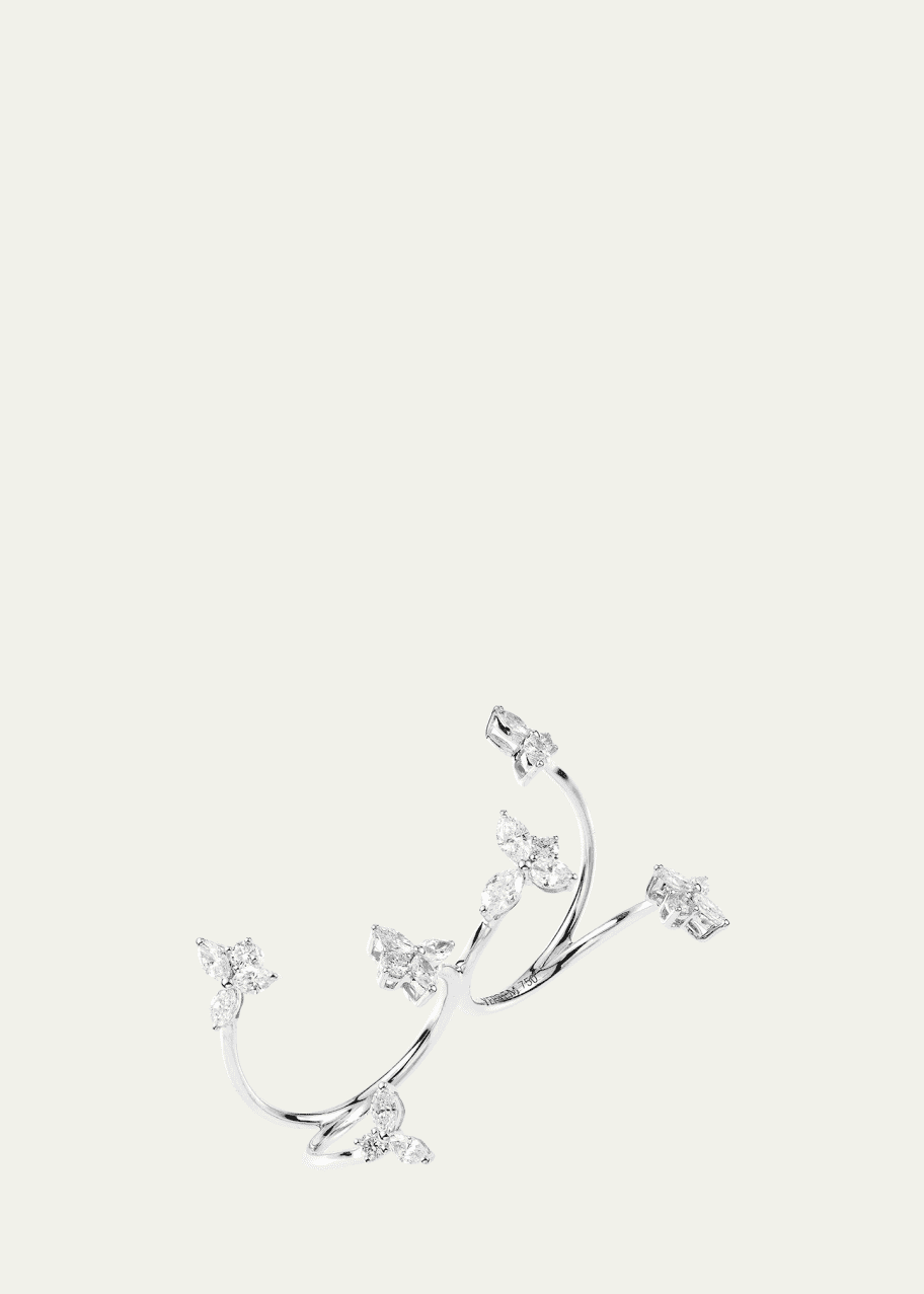 Image 1 of 1: 18K White Gold Diamond Double Finger Ring