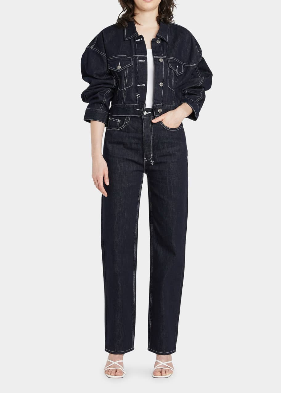 Ksubi Billie Cropped Topstitched Denim Jacket Bergdorf Goodman