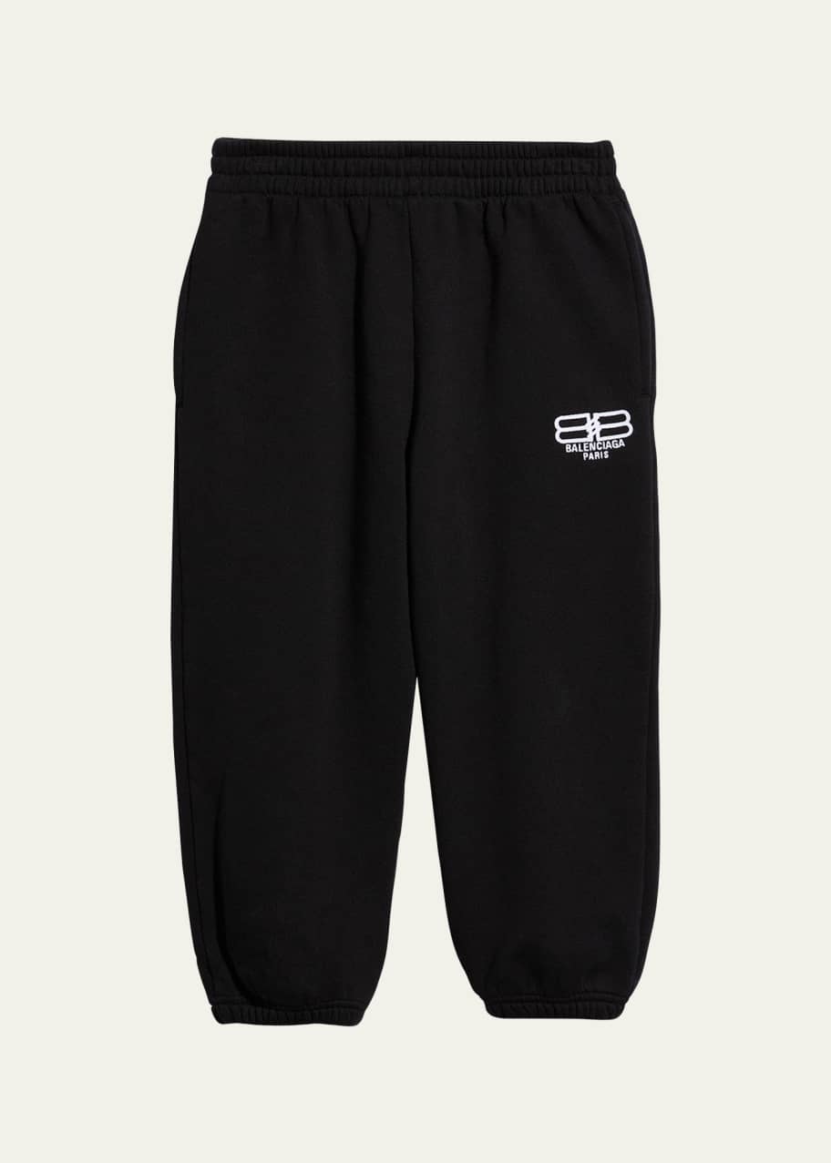 Balenciaga Kid s Logo Embroidered Jogger Pants Size 2 10 Bergdorf Goodman