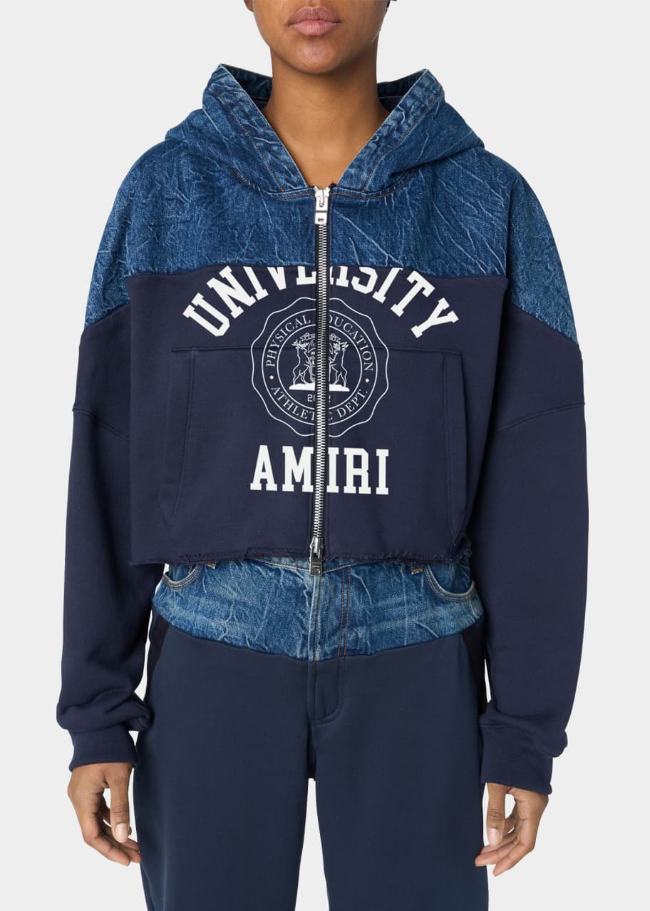 Amiri Hybrid Zip-Up Logo Hoodie - Bergdorf Goodman