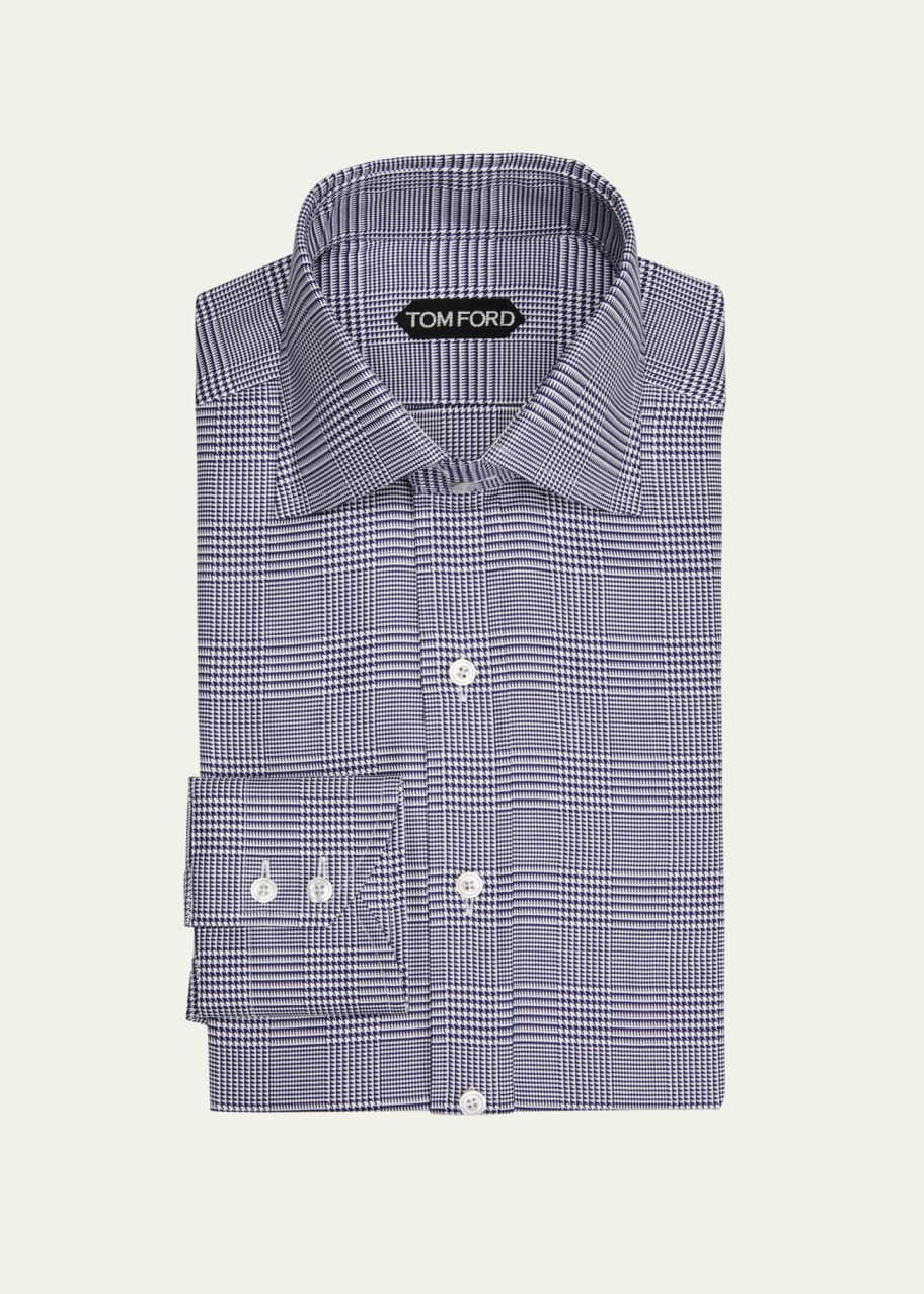 mens houndstooth dress shirt Vince Houndstooth Long Sleeve Shirt - Dark Roast