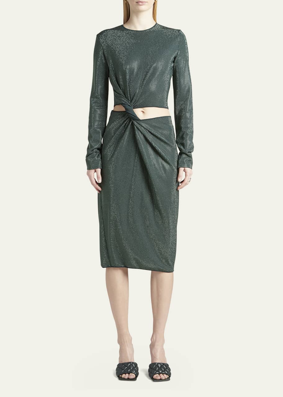 Bottega Veneta Twist Cutout Studded Midi Dress - Bergdorf Goodman