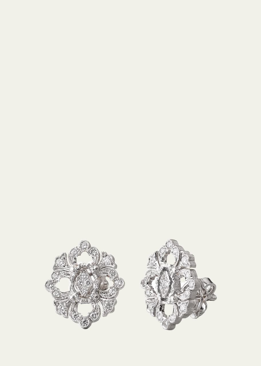 Image 1 of 1: Opera 18K White Gold Diamond Button Earrings