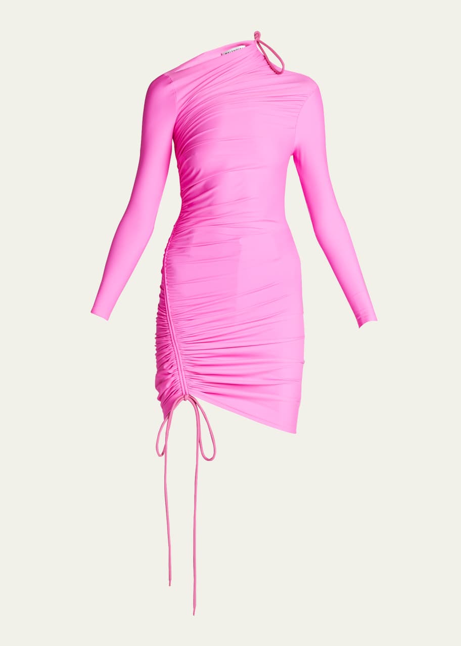 Balenciaga Asymmetric Ruched Mini Dress - Bergdorf Goodman