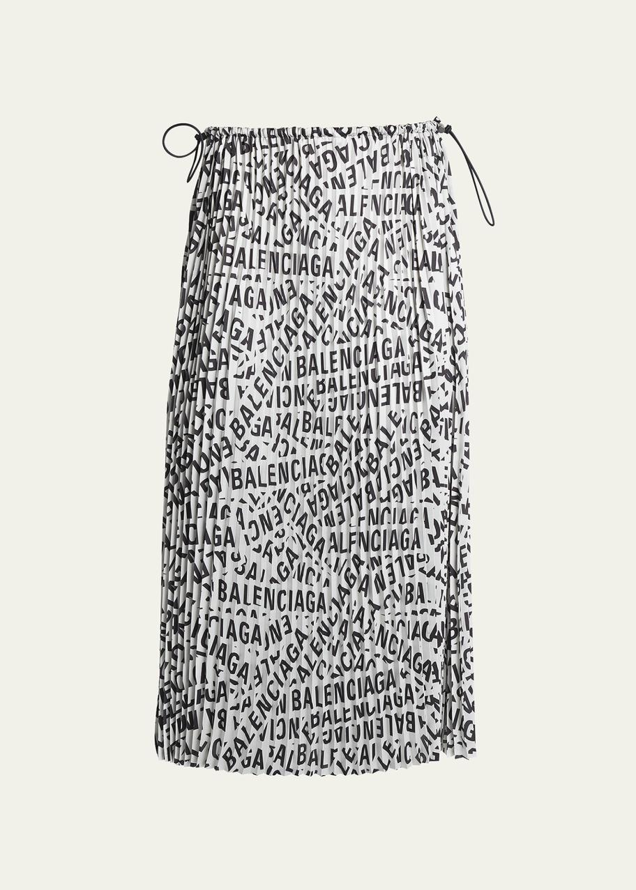 BALENCIAGA ロゴプリント ロングスカート 36 Balenciaga Logo Strips Print Pleated Midi Skirt - Bergdorf Goodman