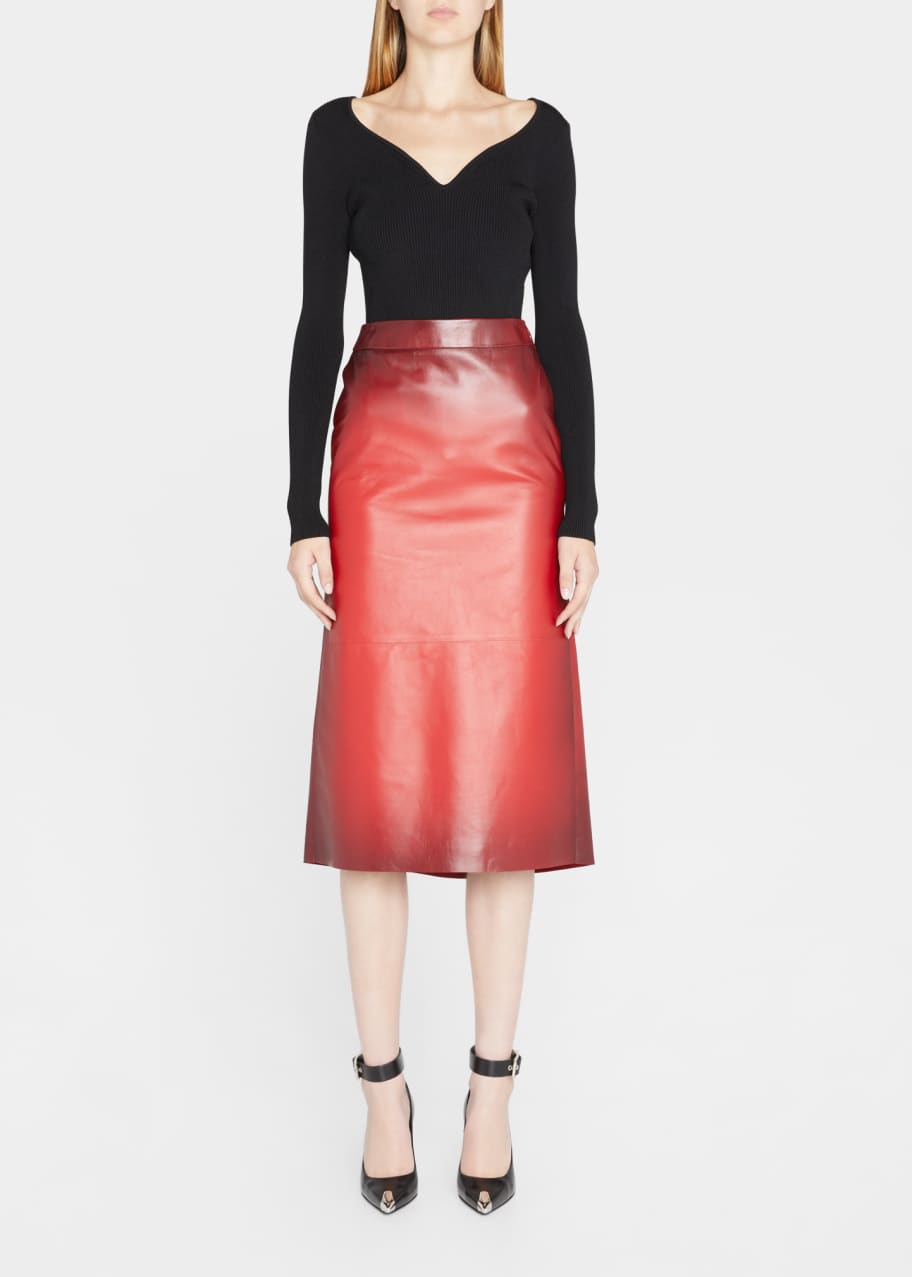 Alexander McQueen Straight Leather Midi Skirt - Bergdorf Goodman