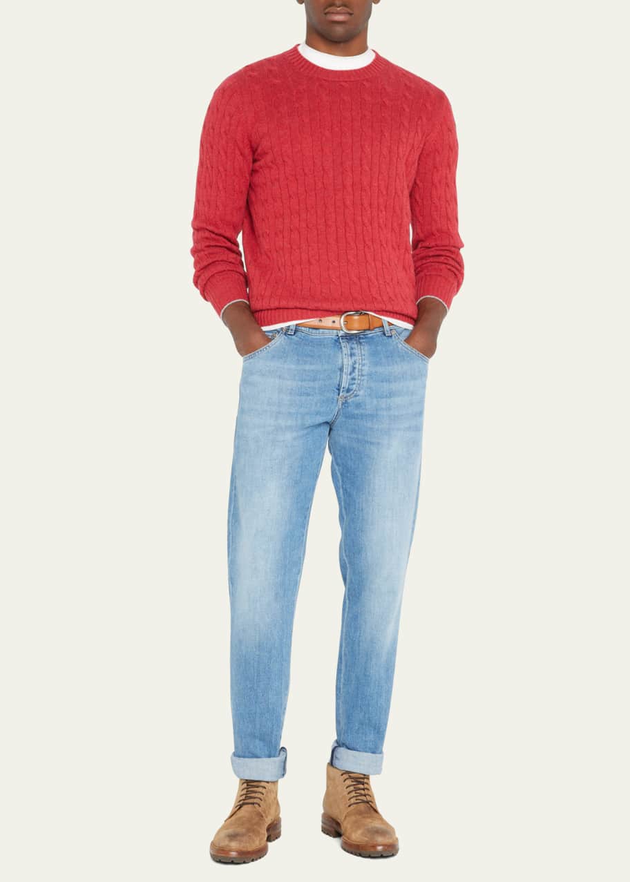 Brunello Cucinelli Men's Cashmere Cableknit Crewneck Sweater - Bergdorf ...