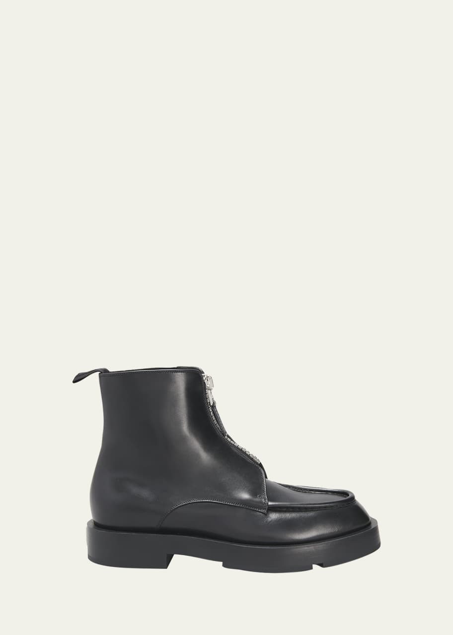 Men s 4G Zip Leather Combat Ankle Boots