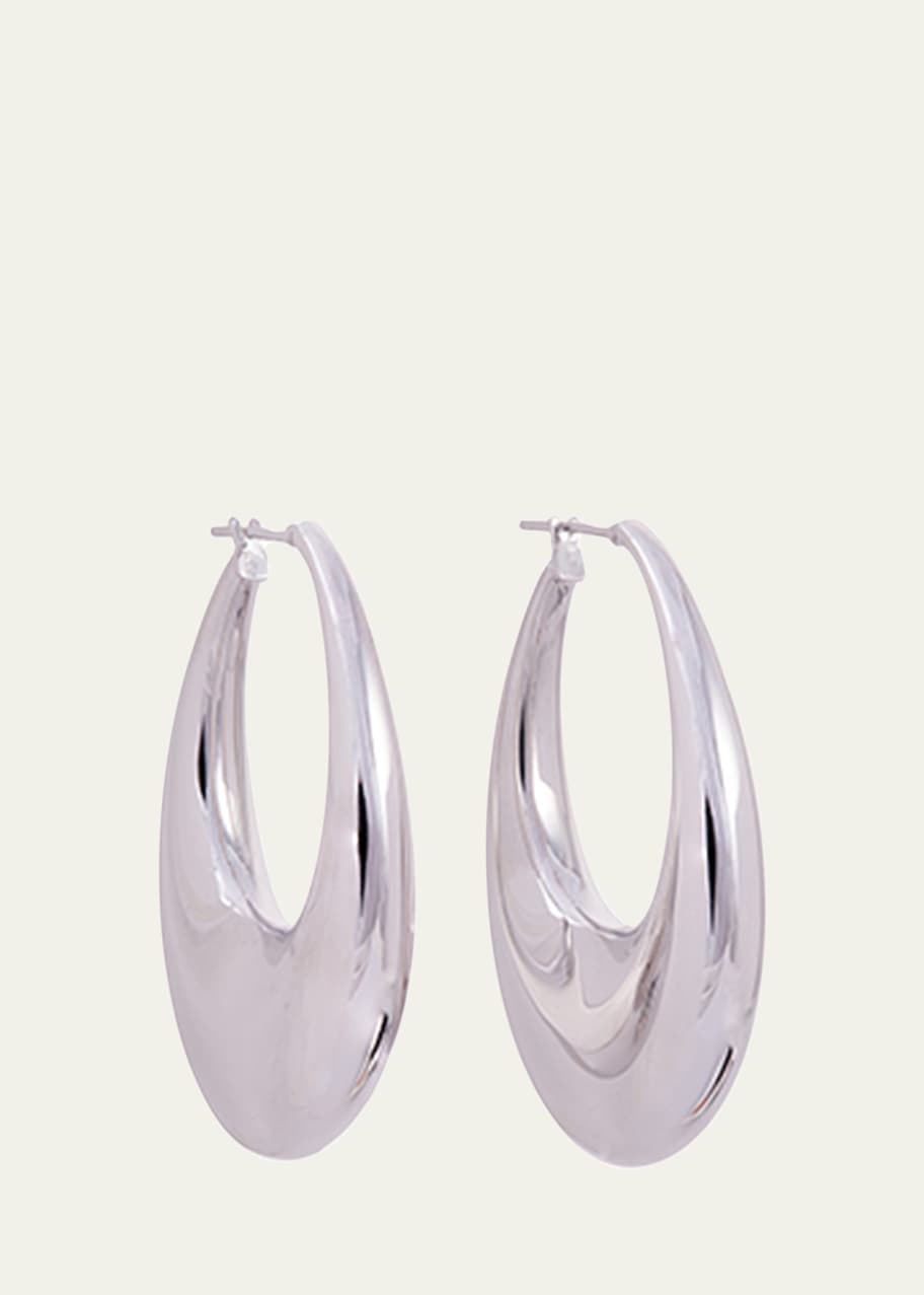 Image 1 of 1: 18K White Gold Carine Puffy Hoop Earrings