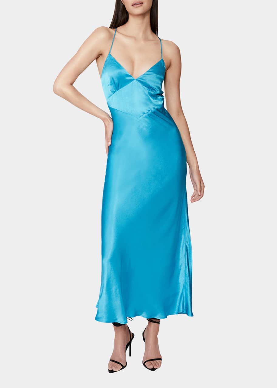 Image 1 of 1: Madelyn Stappy Midi Satin Slip Dress