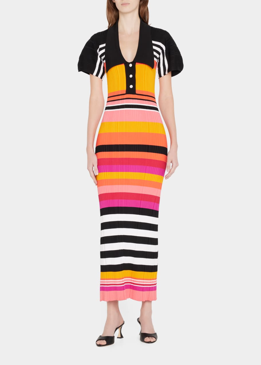 knee length dresses for ladies Ribbed Polo Maxi Dress with Slit Nova Chocolate – NENYA