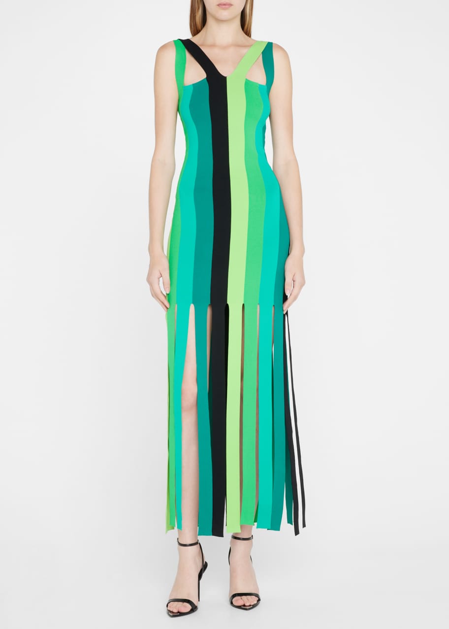 christopher john rogers green dress Christopher John Rogers Printed Knotted Waist Midi Dress, Wasabi, Women's, 0, Cocktail & Party Wedding Guest Dresses Midi Dresses