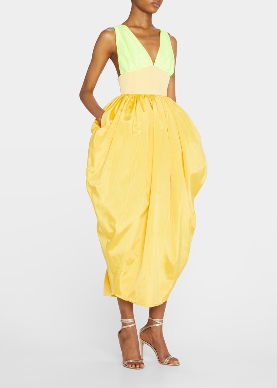 CHRISTOPHER JOHN ROGERS Colorblock Strawberry Midi Dress