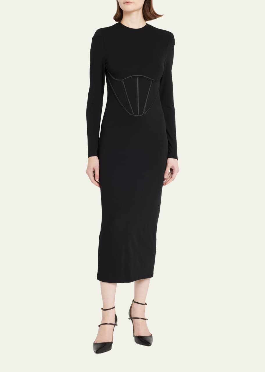 knee length dresses for ladies Do Long White Corset Pleated Flap Midi Dress