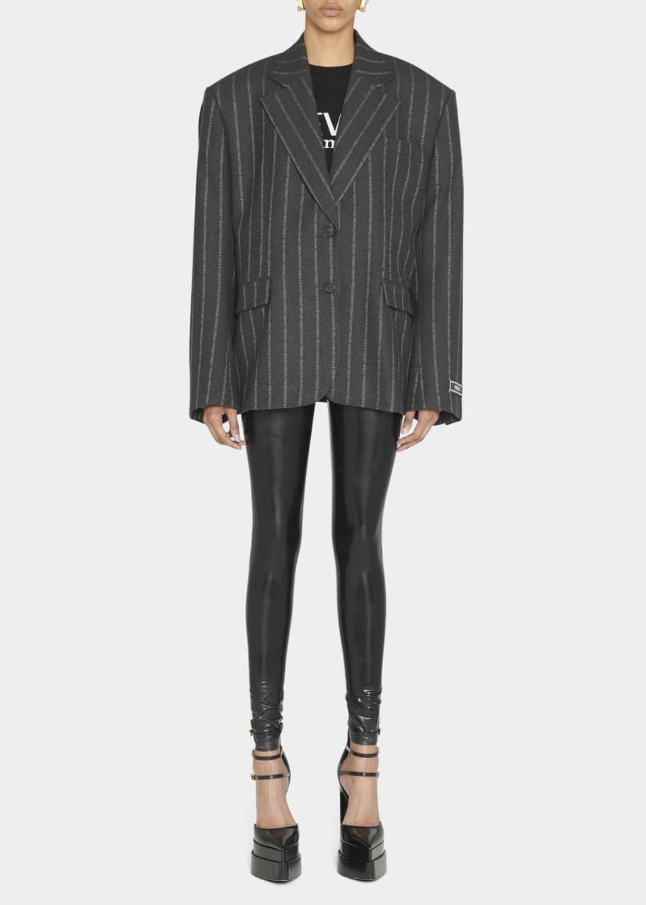 Versace pinstripe single-breasted blazer - Grey