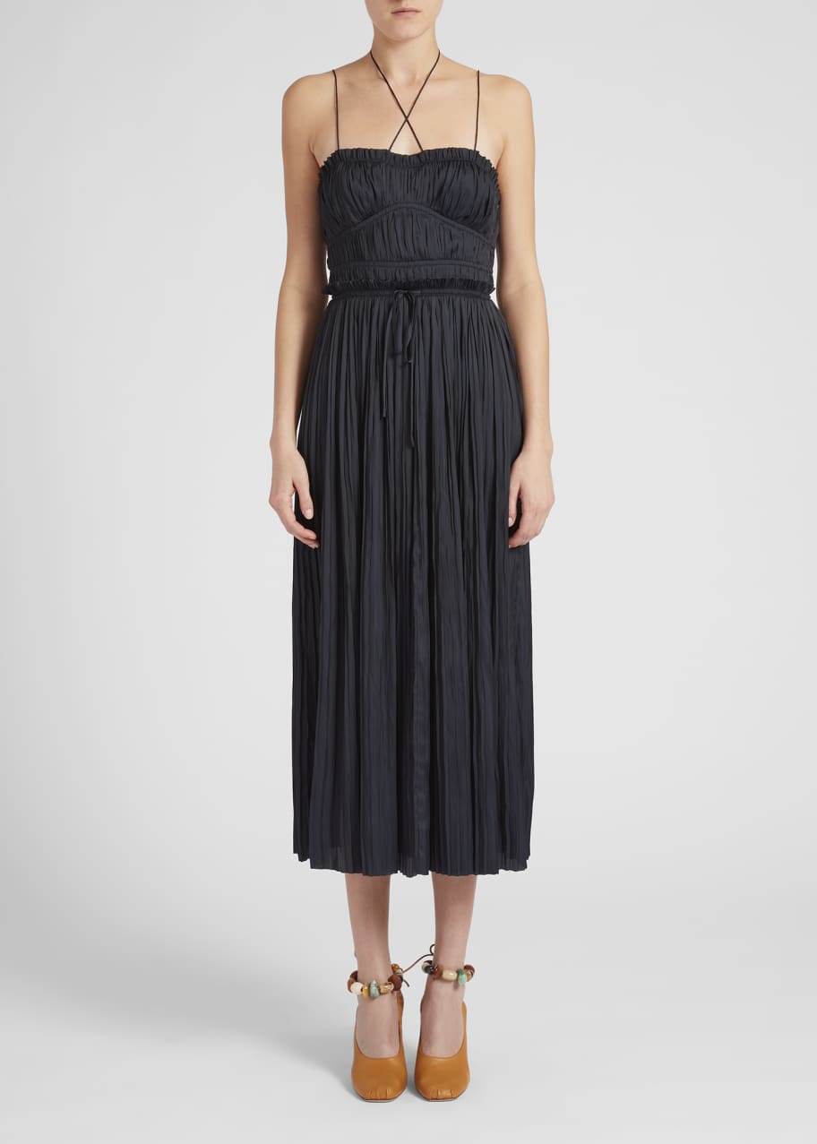 Ulla Johnson Naveah Pleated Halter Midi Dress - Bergdorf Goodman