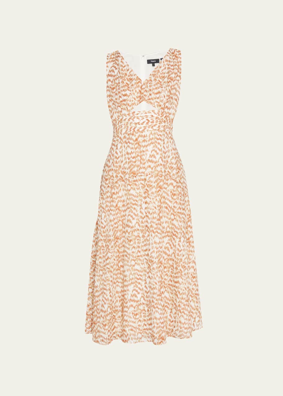 Theory Sleeveless Printed Midi A-Line Dress - Bergdorf Goodman