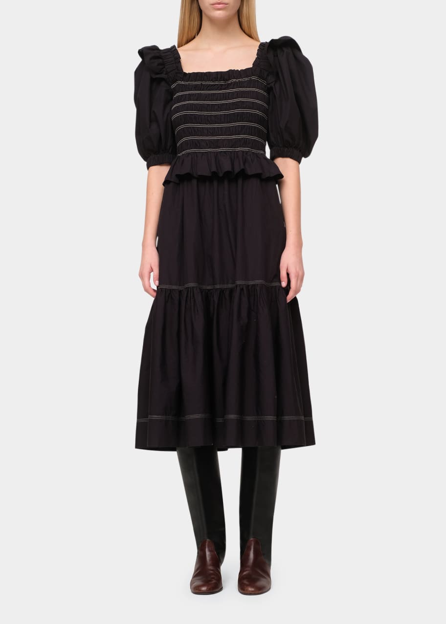 knee length dresses for ladies Morning Meadow Ruched Tiered Midi Dress – VICI main image 1