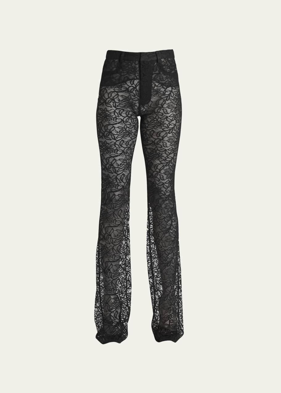 Saint Laurent Flared Lace Pants - Bergdorf Goodman
