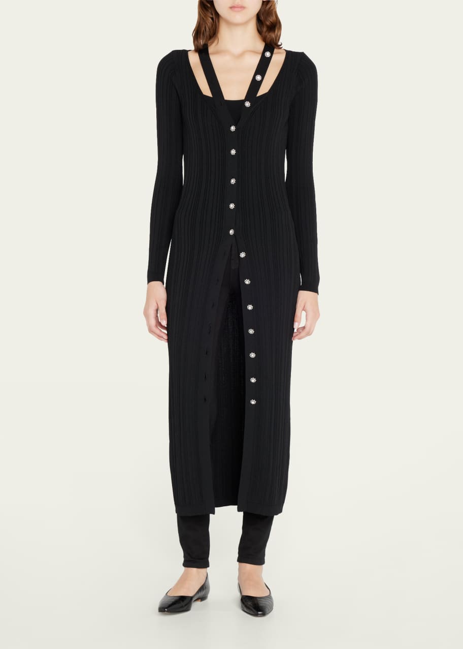 Cinq a Sept Aaliyah CrystalButton Long Cardigan Dress Bergdorf Goodman