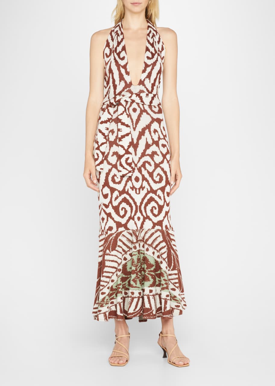 Johanna Ortiz Antique Dialogues Halter Midi Dress - Bergdorf Goodman