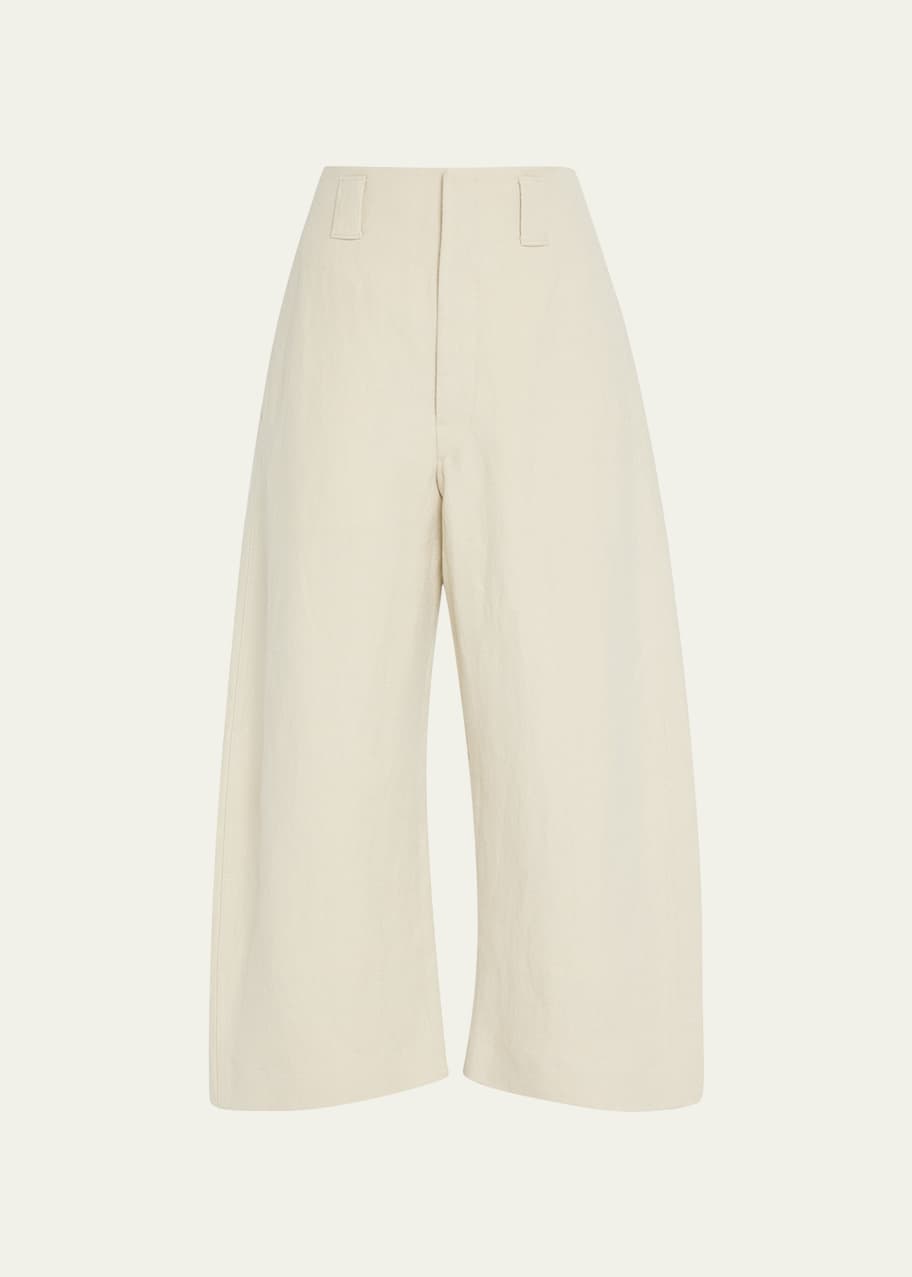 LEMAIRE Wide-Leg Crop Linen Curved Pants - Bergdorf Goodman