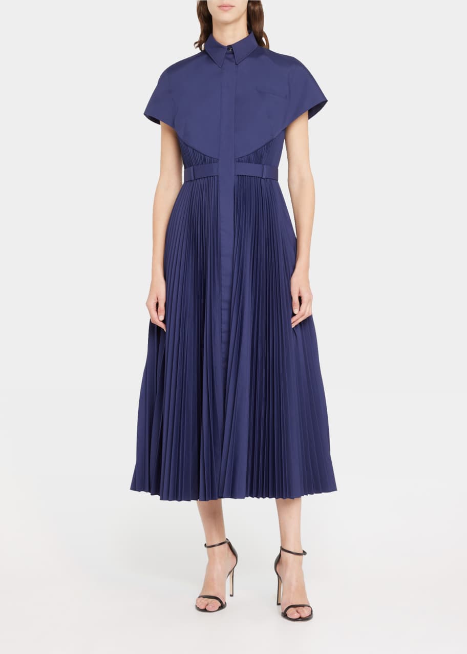 Brandon Maxwell Pleated Button Down Dress Bergdorf Goodman