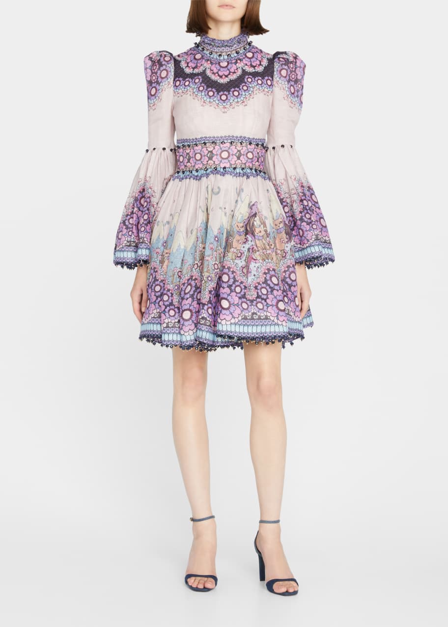 Zimmermann Celestial Printed Puffed Bell Sleeve Mini Dress - Bergdorf  Goodman