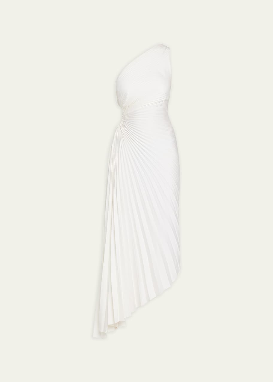 delfina pleated long asymmetric one shoulder dress A.L.C. Delfina Pleated Long Asymmetric One-Shoulder Dress