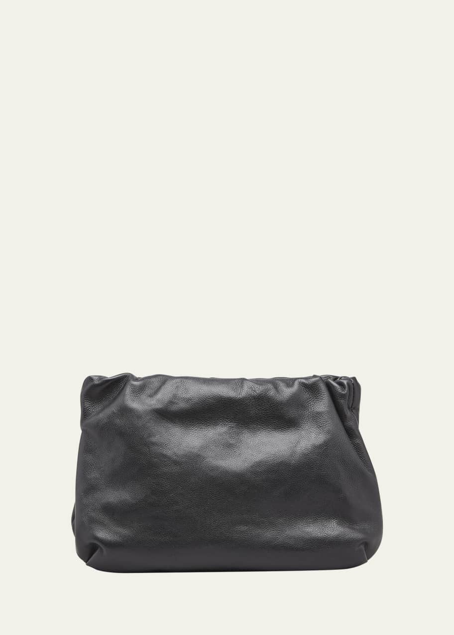 Image 1 of 1: Bourse Ruched Crossbody Bag in Leather