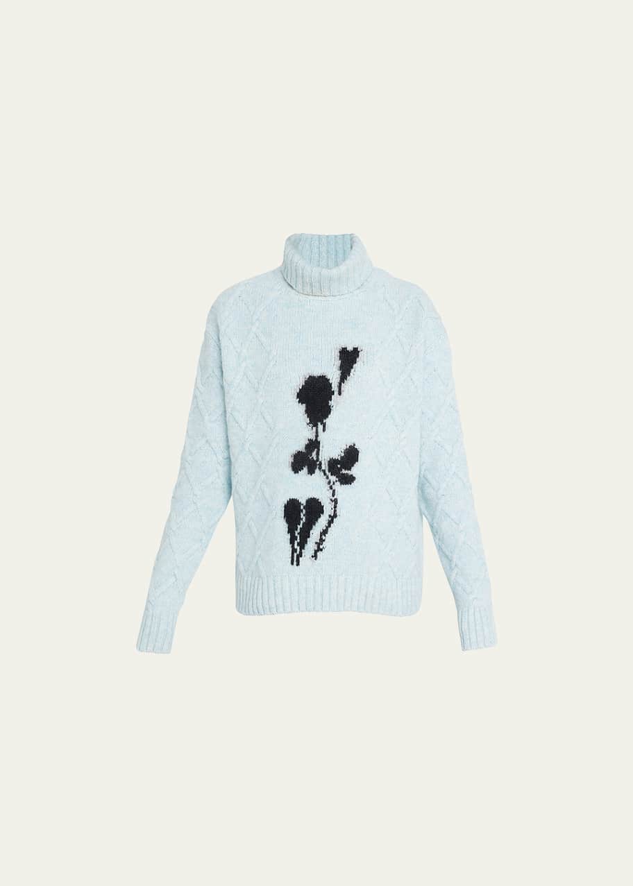 BERNADETTE Floral-Intarsia Turtleneck Sweater - Bergdorf Goodman