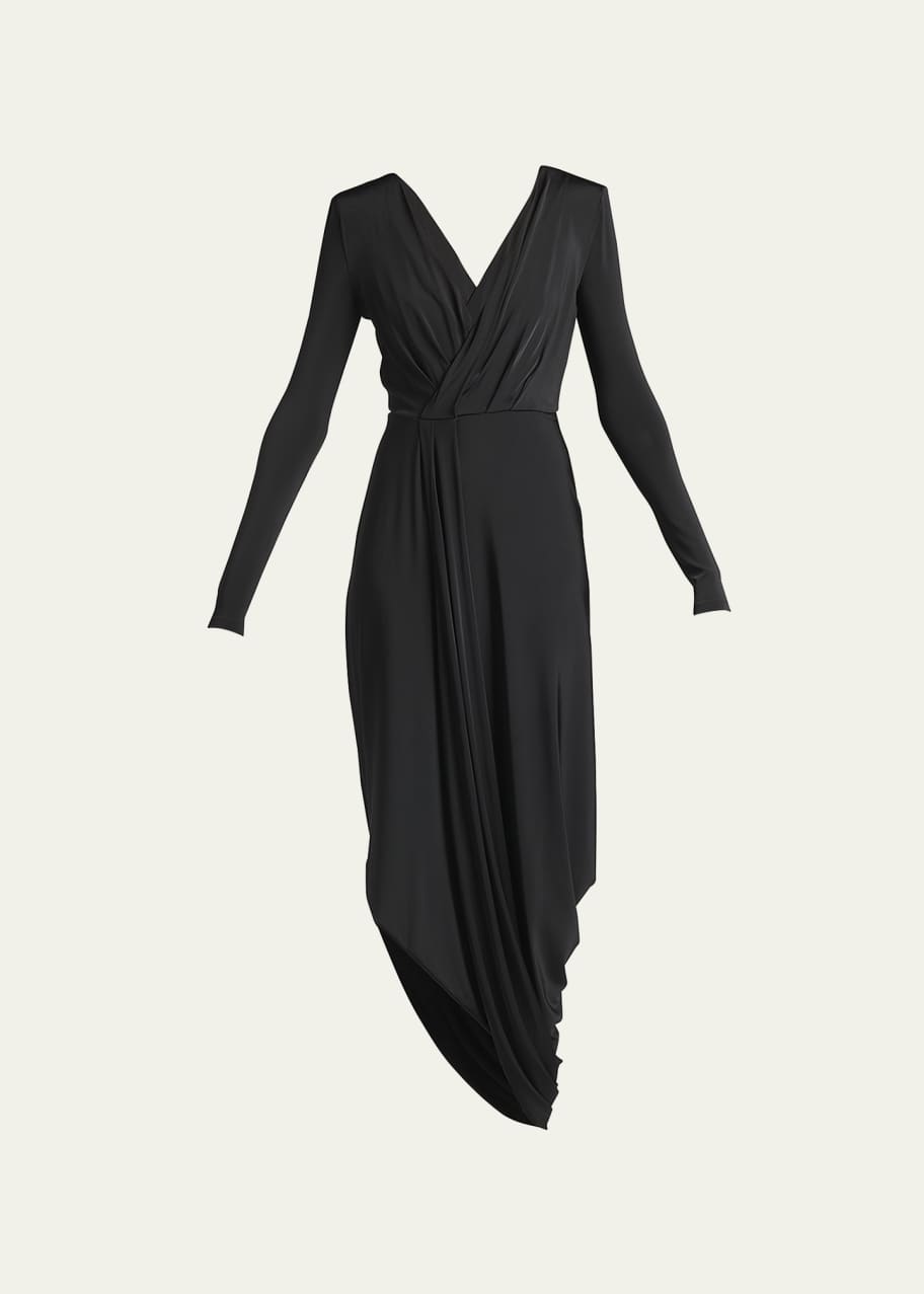 Giorgio Armani V-Neck Draped Jersey Maxi Dress - Bergdorf Goodman