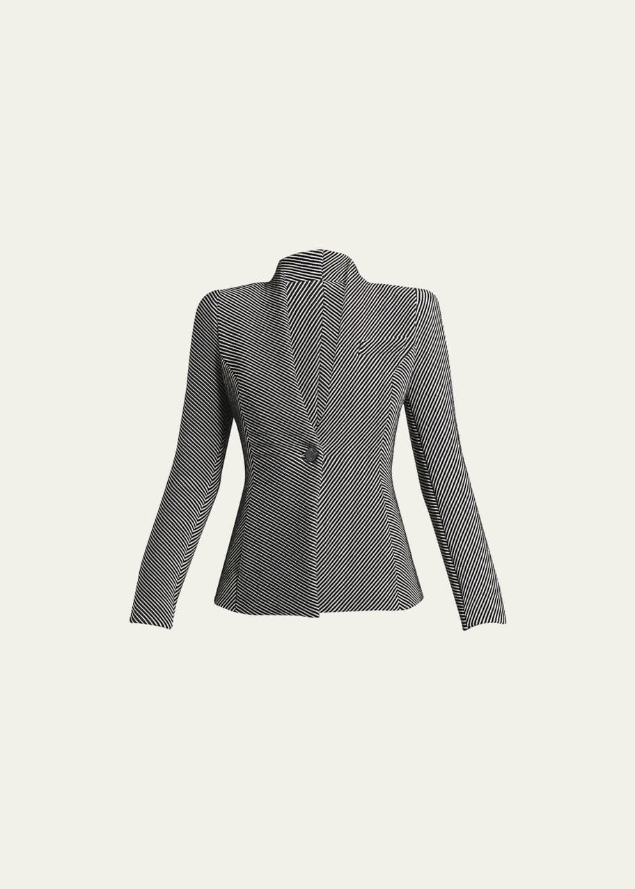 Image 1 of 1: Diagonal Stripe Single-Breasted Jersey Jacket