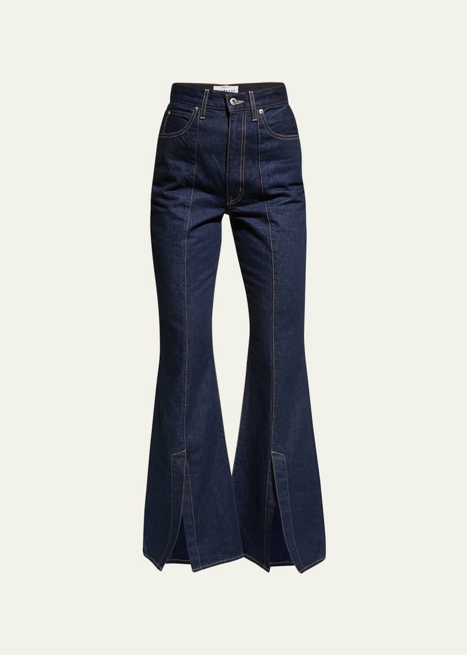 SLVRLAKE Indiana Superflare Split Hem Jeans Bergdorf Goodman