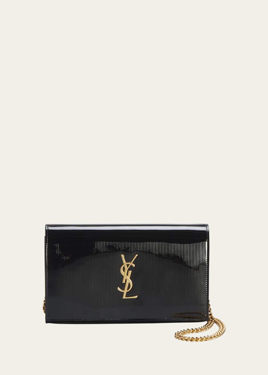 Image 1 of 1: Kate Medium YSL Wallet on Chain in Ribbed Leather