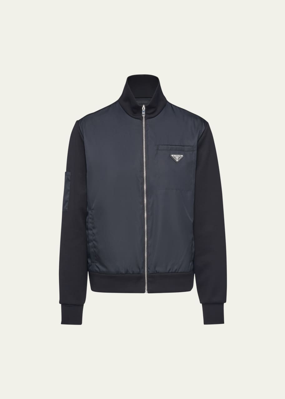 PRADA プラダ STAND COLLAR ナイロンジャケット Prada Men's Stand-Collar Re-Nylon Fleece Jacket - Bergdorf Goodman