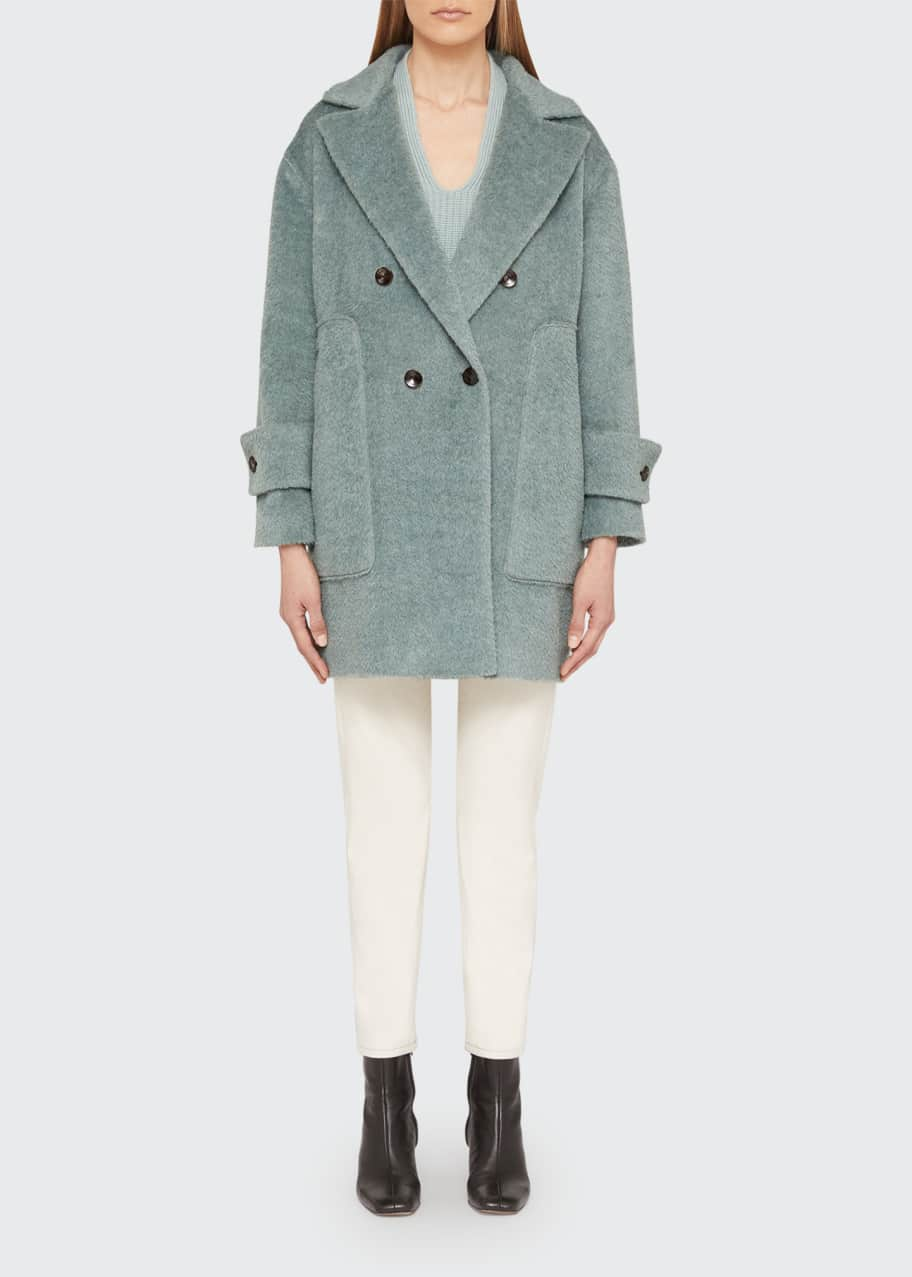 Agnona Brushed Alpaca Double-Breasted Peacoat - Bergdorf Goodman