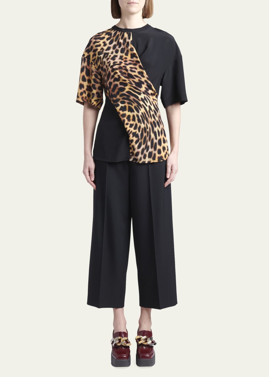 Tシャツ・カットソー Stella McCartney SS22 ANIMAL PRINT SHIRT (604374_STA308500) Women Ash grey Leopard-Print Short-Sleeve T-Shirt | Stella