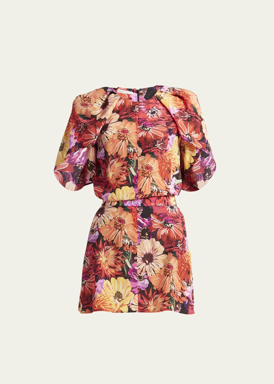Bergdorf Goodman Pattern Print Silk Mini Dress