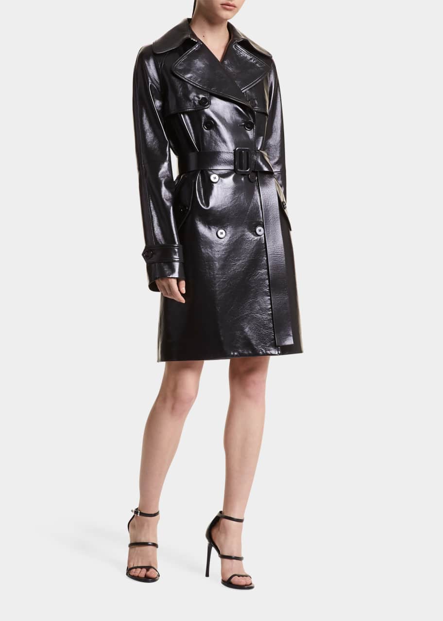 slim fit dress slacks BCBGMAXAZRIA Embroidered Cutout Faux Leather Dress – Runway Catalog main image 0