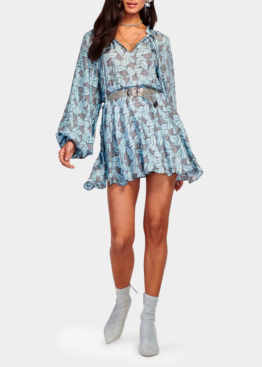 ramy brook long sleeve dress Ramy Brook Marianne Long-Sleeve Mini Dress