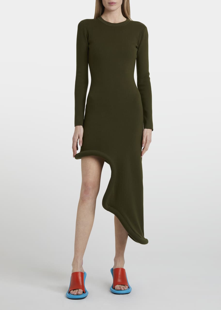 JW Anderson Bumper Long-Sleeve Asymmetric Midi Dress