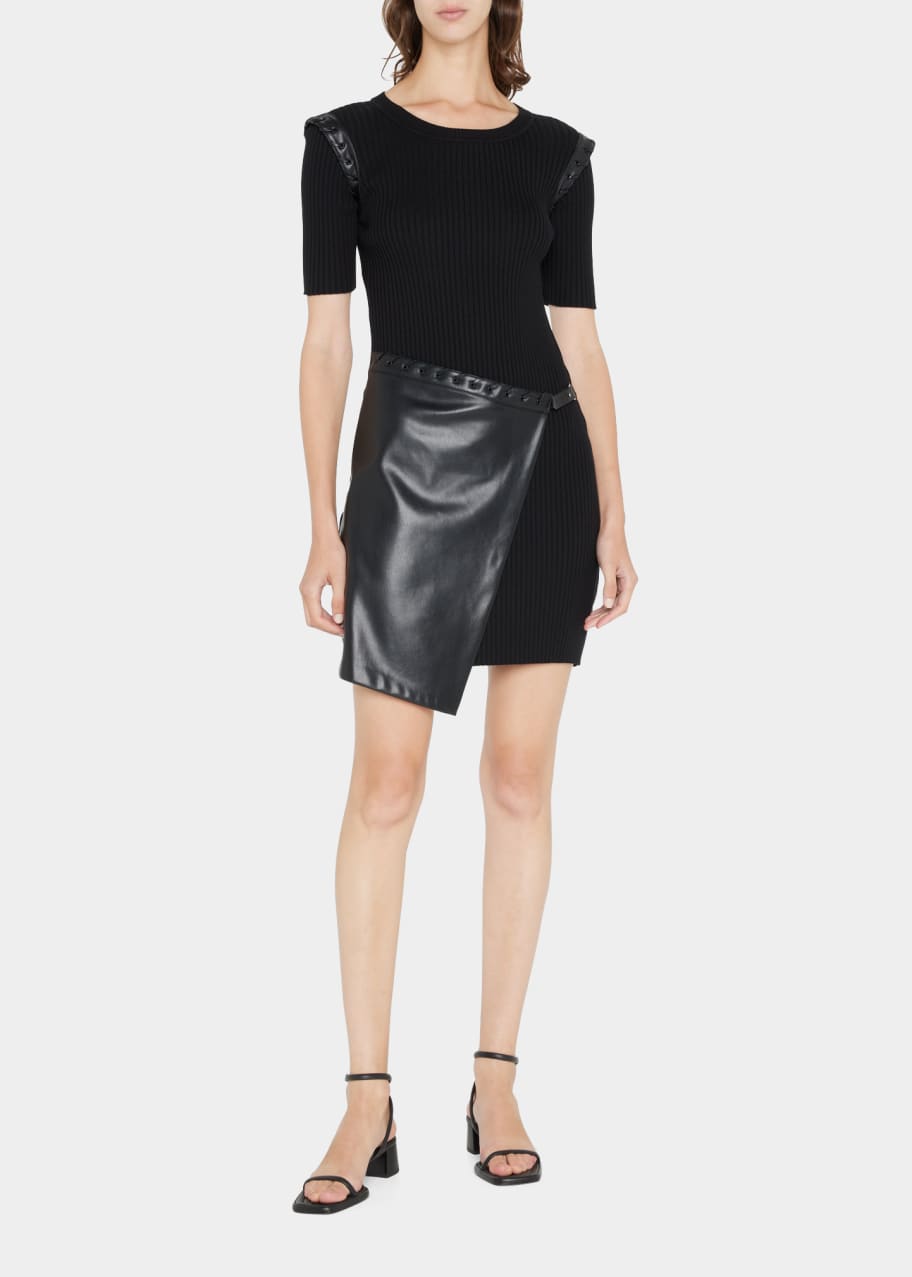 slim fit dress slacks Brown Faux Leather Buckle Wrap Mini Dress (Reg.) – Walker Rose Boutique main image 1