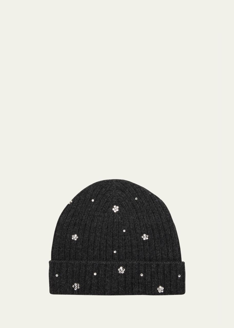 Portolano Crystal Flower Embellished Beanie Hat - Bergdorf  display picture 2