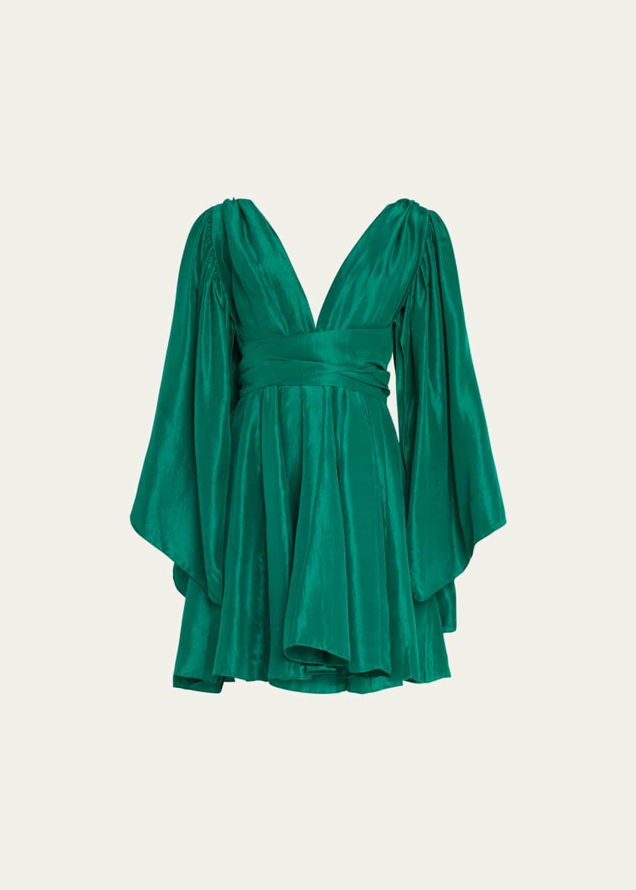green emerald velvet dress Solstice Long Sleeve Cowl Neck Mini Dress Forest Green Selfie Leslie