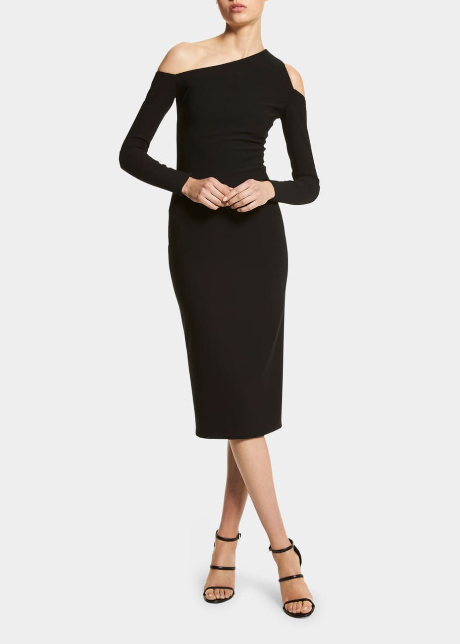 Michael Kors Collection Asymmetric Cutout One Shoulder Midi Dress