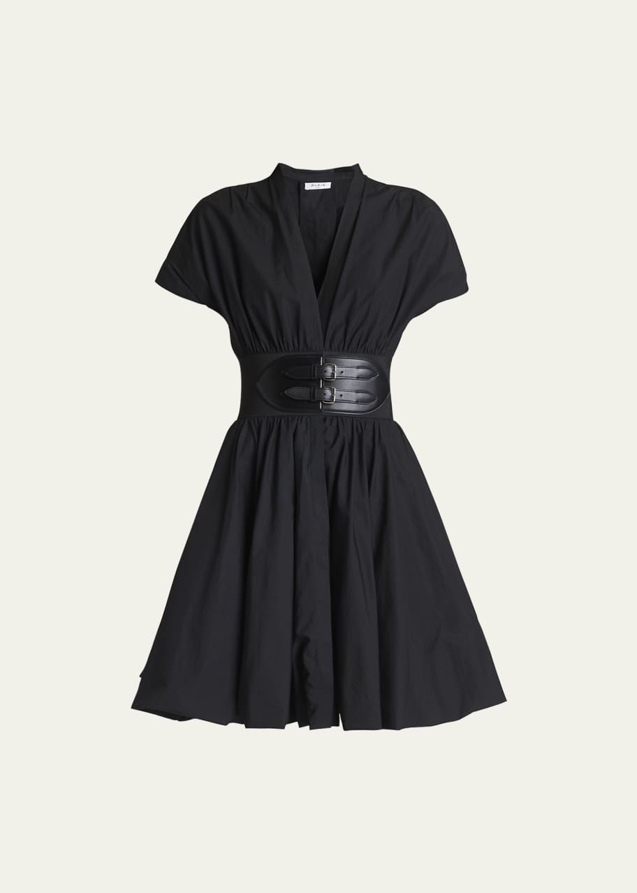 ALAIA Belted Bubble Hem Mini Dress - Bergdorf Goodman